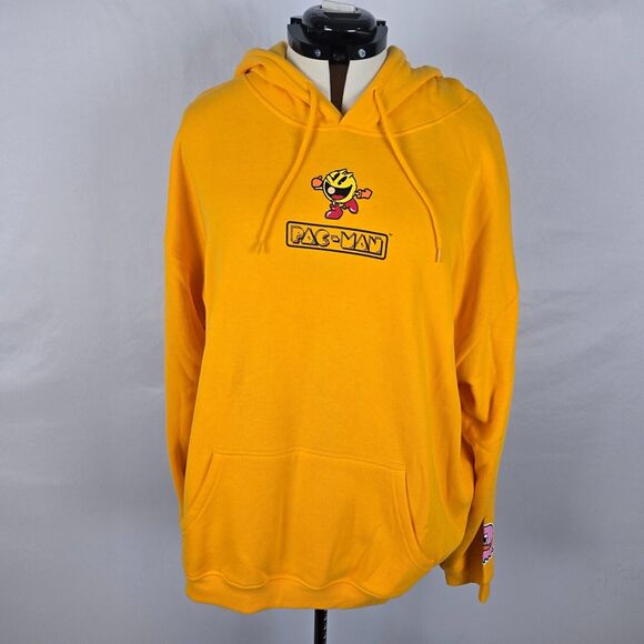 Pac Man Hoodie Women's 3XL Yellow Long Sleeve Drawstrings Colorful Graphics - Picture 1 of 16
